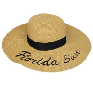 Florida Sun Hat Embroidered Tan and Black